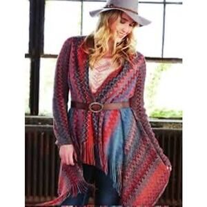 Maurices Women's Southwestern Boho Open Fringe Cardigan Medium